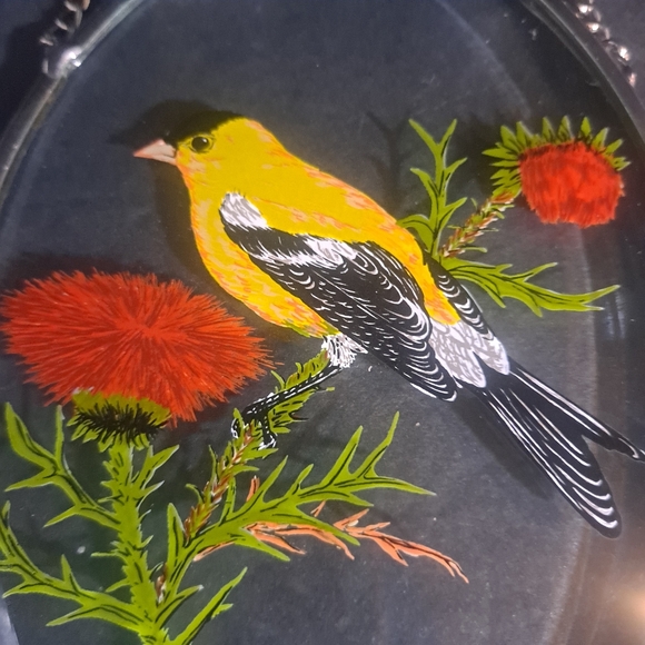 Vintage Lyford Beveled Oval Glass Window Suncatchers Robins & Yellow Finch Lot/2 - Picture 4 of 9